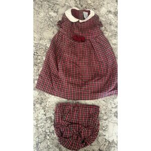 2002 Gymboree Holiday Christmas Plaid Dress 2 Piece 100% Silk 6-12‎ Months Y2K